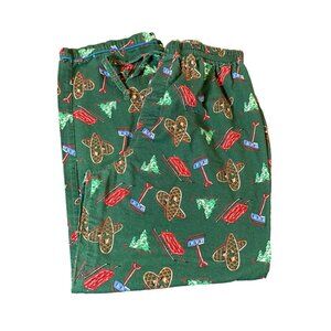 Original Gap Sleepwear Pajama Bottoms Green Christmas Outdoors Snowshoe Tree S